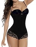 Camellias Womens Fajas Full Body Shaper Open Bust Firm Control Bodysuit Shapewear with Lace Thong and Zipper, SZ20171-Black-L