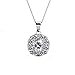 18K White Gold Swarovski Elements Necklace with Center Round Stone and Pave Surround