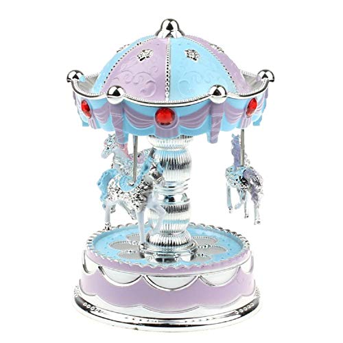 xxiaoTHAWxe LED Glowing Merry-Go-Round Carousel Music Box Kids Toy Christmas Birthday Gift - Pink - Thumbnail 5