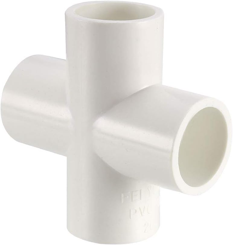 uxcell PVC Pipe Fitting 4 Way Cross Schedule 40 20mm Socket Tee Corner Fittings White 6pcs