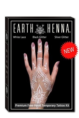 Freehand White Tattoo and Body Painting Kit, Silver and Black Glitter Options Included