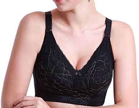 Macondoo Womens Thin Large Size Breathable Full-Coverage Push Up Bra Black 34G