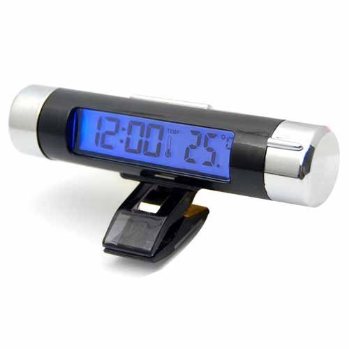 EastVita Car Air Vent Clip / Stick On Electronic Clock + Thermometer Digital LCD Display (No Battery)