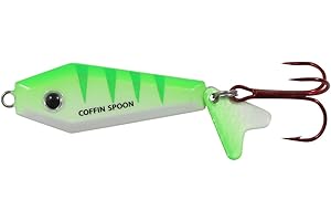 NORTHLAND TACKLE Northland Fishing Tackle Buck-Shot Coffin Ice Fishing Jigging Spoon Lure, Assorted Sizes & Colors for Walleye, Perch, Crappie, & More