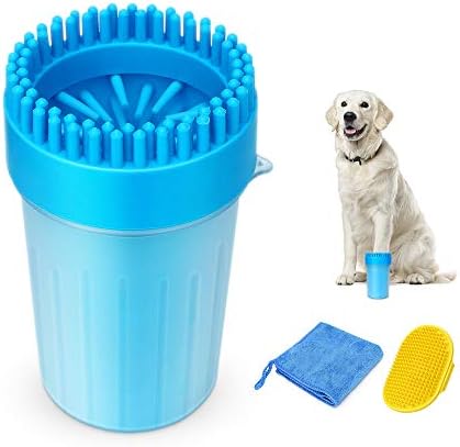 ALLYGOODS Dog Paw Cleaner, Portable Pet Feet Washer Cup Cleaners with Soft Silicone Bristles Grooming Supplies for Medium Large Dogs Includes Bath Brush and Towel BPA Free Durable