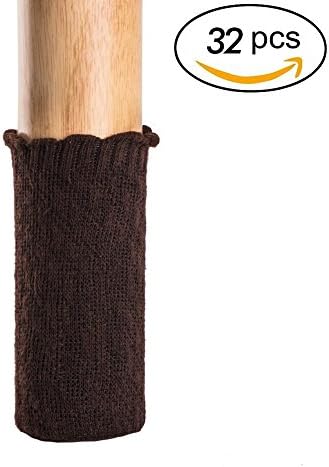 32pcs Chair Leg Socks Knitted Furniture Socks - Chair,Floor Protectors for avoid scratches - Furniture Pads for Moving Easily and Reduce Noise (Coffee-Pineapple Shaped Stripe Design)