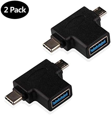 Multifunction 2-in-1 Micro USB 3.0 & USB 3.1 Type C USB OTG Adapter Converter for Android Smartphones,Tables(180 Degree 2PCS)