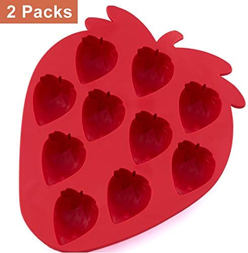 2 PackS Strawberry Ice Cube Chocolate Soap Tray Mold Silicone Party maker,Food Grade Silicone Mold, Non-stick Ice Cube Mold, Jelly, Biscuits, Chocolate, Candy, Cupcake Baking Mould, Muffin pan