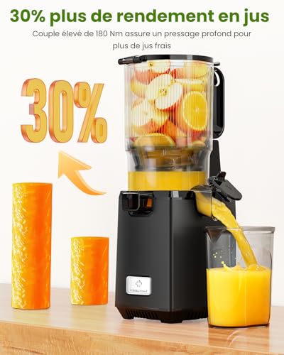 LINKChef Fruit and Vegetable Juicer Extractor, 130 mm Gauge and 1.8 L Capacity Centrifuge, 250 W Slow Juicer Machine with Reverse Function, Easy to Install and Clean, BPA-Free, Black