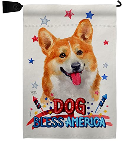 Breeze Decor Patriotic Fawn Corgi Garden Flag Set Mailbox Hanger Dog Puppy Spoi…