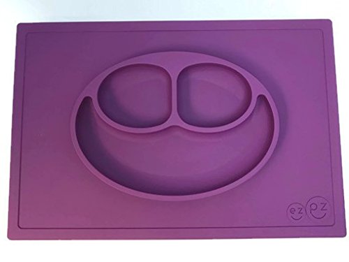 ezpz Happy Mat - One-piece silicone placemat + plate (Berry)