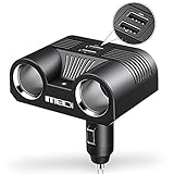 MEIDI 80W 2-Socket Cigarette Lighter Adapter 12V/24V DC Outlet Splitter with 3.4A Dual USB Car Charger Compatible iPhone iPad Android Samsung GPS Dash Cam and More (Black)