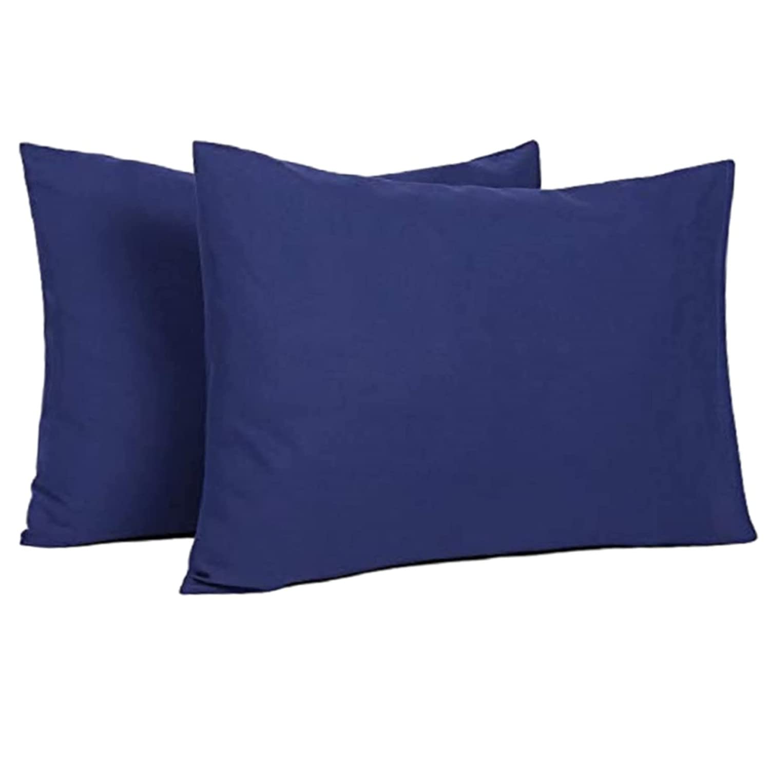 100% Cotton Navy Blue Pillowcases, 2 Pack Plain Pillow Cases, Soft Cozy and Breathable Envelope Closure Standard Pillow Cover, 50 x 75 cm