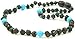 Unpolished Amber Teething Necklace with Turquoise Beads - 12.6 Inches - Baltic Amber Land - Raw Cherry Certified Baltic Amber Beads - Knotted - Screw Clasp