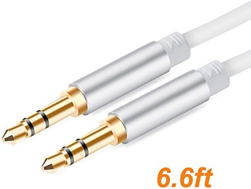 MALEAP 6.6FT(3.5mm )AUX Male to Male Stereo Audio Cable Adapter Compatible for Cars,Headphones,Phones,Speakers,TV,Computer，CD Player, VCD, DVD,MP3 and Media Players(White)