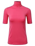 DRESSIS Women's Mock Neck Short Sleeve Soft Stretchy Slim Fit Top S-3XL (15 Colors)