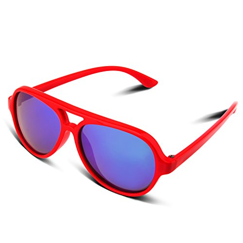 RIVBOS RBK023 Rubber Flexible Kids Polarized Sunglasse Glasses Age 3-10 (A Red Coating Lens)