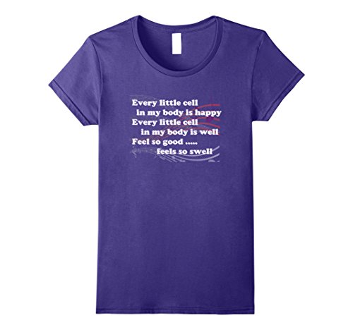 Womens Every Little cell song Musical Notes Laughter Yoga Tshirt Medium Purple