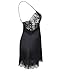 Anyou Women Sexy Sleepwear Lace Slip Satin Nightgown with Adjustable Spaghetti Straps Black X-Large