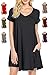 TINYHI Women's Casual Swing Flowy Plain Simple Cotton T-Shirt Loose Dress