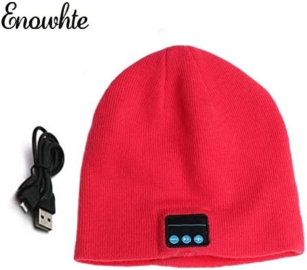 Enowhte Winter Wireless Bluetooth Music Smart Warm Hat Cap Outdoor Sports/running Travelling Headphones Speaker for Iphone Samsung Ipad for Android Smart Phones (Hot Pink)