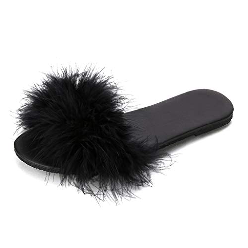 Plush Slippers for Women，Londony Soft Plush Fleece House/Outdoor Slippers Memory Foam Slip On Anti-Skid Sole Black - Thumbnail 2