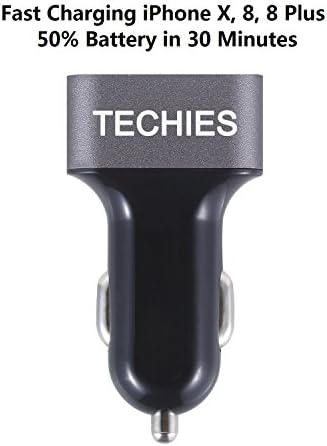 69W TECHIES USB-C PD &amp; QC3.0 2 USB Port Car Charger for iPhone X, 8, 8 Plus; Samsung Galaxy S8, S7 Edge, Note8; Google Pixel 2 XL, Nexus, Pixelbook; iPad Pro ,Air 2, Mini; Nintendo Switch, and Mor