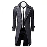 Muranba Clearance Men Slim Trench Coat Double Breasted Long Jacket