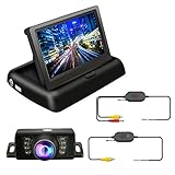 TVIRD Backup Camera And Monitor Wireless Car Rear View System Night Vision IR Reversing Rear View Camera +Foldable 4.3'' Color HD LCD Monitor Parking