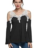 Women Sexy Off Shoulder Lace Crochet Long Sleeve T-shirt Blouse Tops