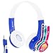BuddyPhones Discover, Volume-Limiting Kids Headphones, Comfortable and Durable, Built-in Audio Sharing Cable, Compatible with Fire, iPad, iPhone, and Android Devices, Blue