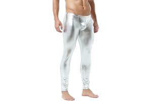 WINTOFW Men's Faux Leather Skinny Leggings Slim Fit Pants Tight Long Trousers for Men