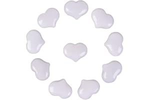JUSTINSTONES Natural White Quartz Gemstone Healing Crystal 1 inch Mini Puffy Heart Pocket Stone Iron Gift Box (Pack of 10)