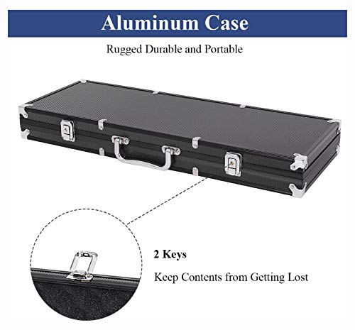 Poker Chip Carrier & Tray, Texas Holdem Cards with 500 Jetton and Dice in Aluminum Case, Silver - Thumbnail 4