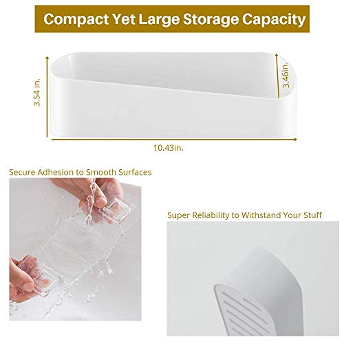 SUNFICON Adhesive Shower Caddy Basket Bathroom Shelf Organizer Wall Mounted Spices Storage Rack No Drilling Shower Shelf Bath Essentials Makeups Shampoo Holder with Traceless Clear Adhesive