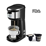 Single Serve Coffee Maker, HAMSWAM K Cup Coffee Maker, Ground Coffee Maker, 2-way Coffee maker, Mini Coffee Maker, Instant Coffee Maker, Drip Coffee Machine, Automatic Clean, (120V)