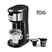 HAMSWAN Single Serve Coffee Maker Brewer, K Cup Coffee Maker for K Cup Pods & Ground Coffee, 2-way Small Thermal Drip Coffee Machine, Programmable, Automatic Clean & Shutoff, Permanent Filter (Black)