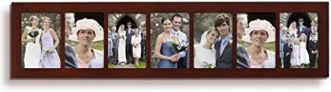Deco De Ville 7 Opening Wood Decorative Puzzle Collage Picture Photo Frame, Wall Hanging, 5x7, Walnut