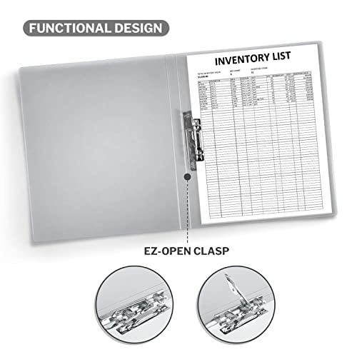 CRANBURY Punchless Binder (Gray) Clamp Binder Holds 100 8.5x11" Pages