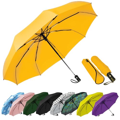SIEPASA Windproof Travel Compact Umbrella-Automatic Umbrellas for Rain-Compact Folding Umbrella, Travel Umbrella Compact, Small Portable Windproof Umbrellas for Men Women Teenage. (Yellow)