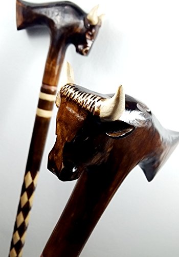 33 inch BULL Cane Walking Stick Wooden Handmade Men's Accessories