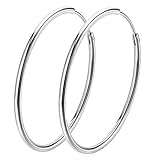 S925 Sterling Silver hoop earrings For Women Girls, Polished Round Endless Fine Circle Hoops earrings gift, All Sizes