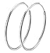 S925 Sterling Silver hoop earrings For Women Girls, Polished Round Endless Fine Circle Hoops earrings gift, All Sizes