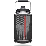 MightySkins Skin Compatible with Yeti One Gallon Jug - Thin Red Line | Protective, Durable, and Unique Vinyl Decal wrap Cover | Easy to Apply, Remove, and Change Styles | Made in The USA