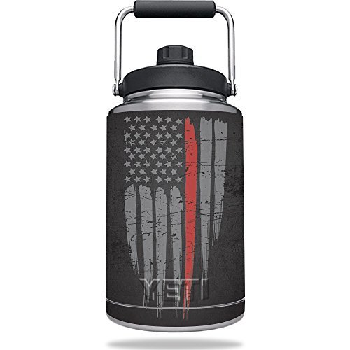 MightySkins Skin Compatible with Yeti One Gallon Jug - Thin Red Line | Protective, Durable, and Unique Vinyl Decal wrap Cover | Easy to Apply, Remove, and Change Styles | Made in The USA