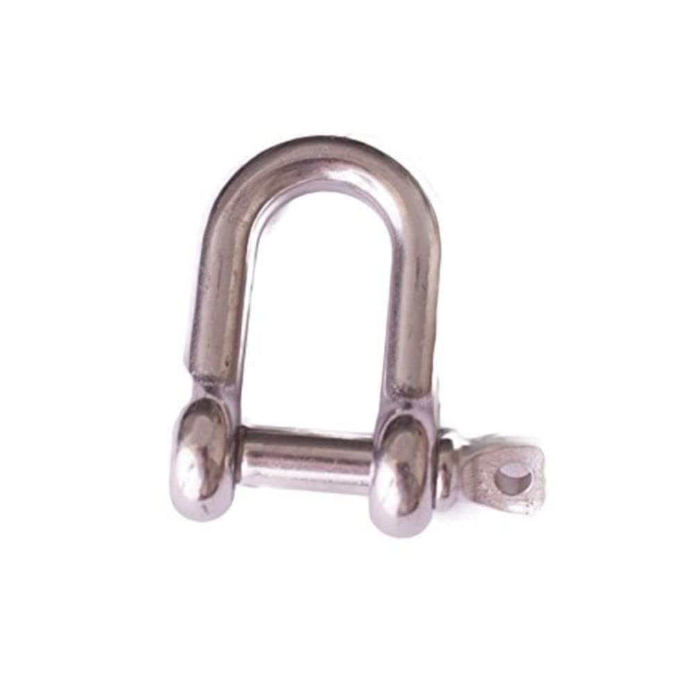 Merriway BH04990 (2 Pcs) D-Shackle, 316 Marine Grade M4, Stainless Steel Finish - Pack of 2 Pieces