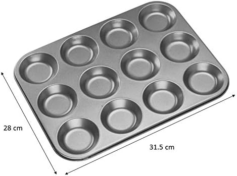 Chef Aid 12 Cup Shallow Bun Tin, Made from Durable and Robust Carbon Steel, Non-Stick Goldflon Coating, 31.5 x 24 cm - Image 3