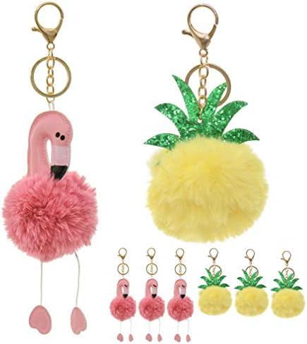 Dreams and WhispersFaux Fur Ball Pom Pom Key Chain Ring for Women Girls Bag Pendant