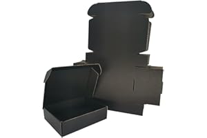 Rnisda 25 Pack 7x6x2'' Small Shipping Boxes, Black Corrugated Cardboard Mailers for Mailing Packaging Business (BK762-25)
