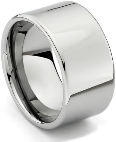 12mm Flat Men's Tungsten Wedding Band - Size 12